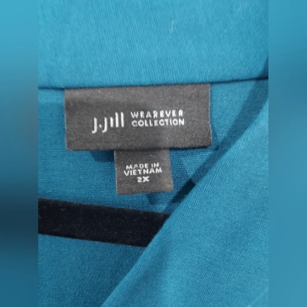 J. Jill Wearever Collection Tidewater Blue Double Face Jersey Sheath Dress in 2X - Picture 3 of 15